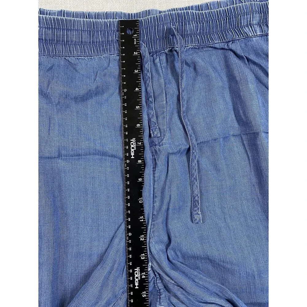 LOGO Lori Goldstein Capris Womens 3X Blue Chambray Lightweight Drawstring Casual - Picture 5 of 8